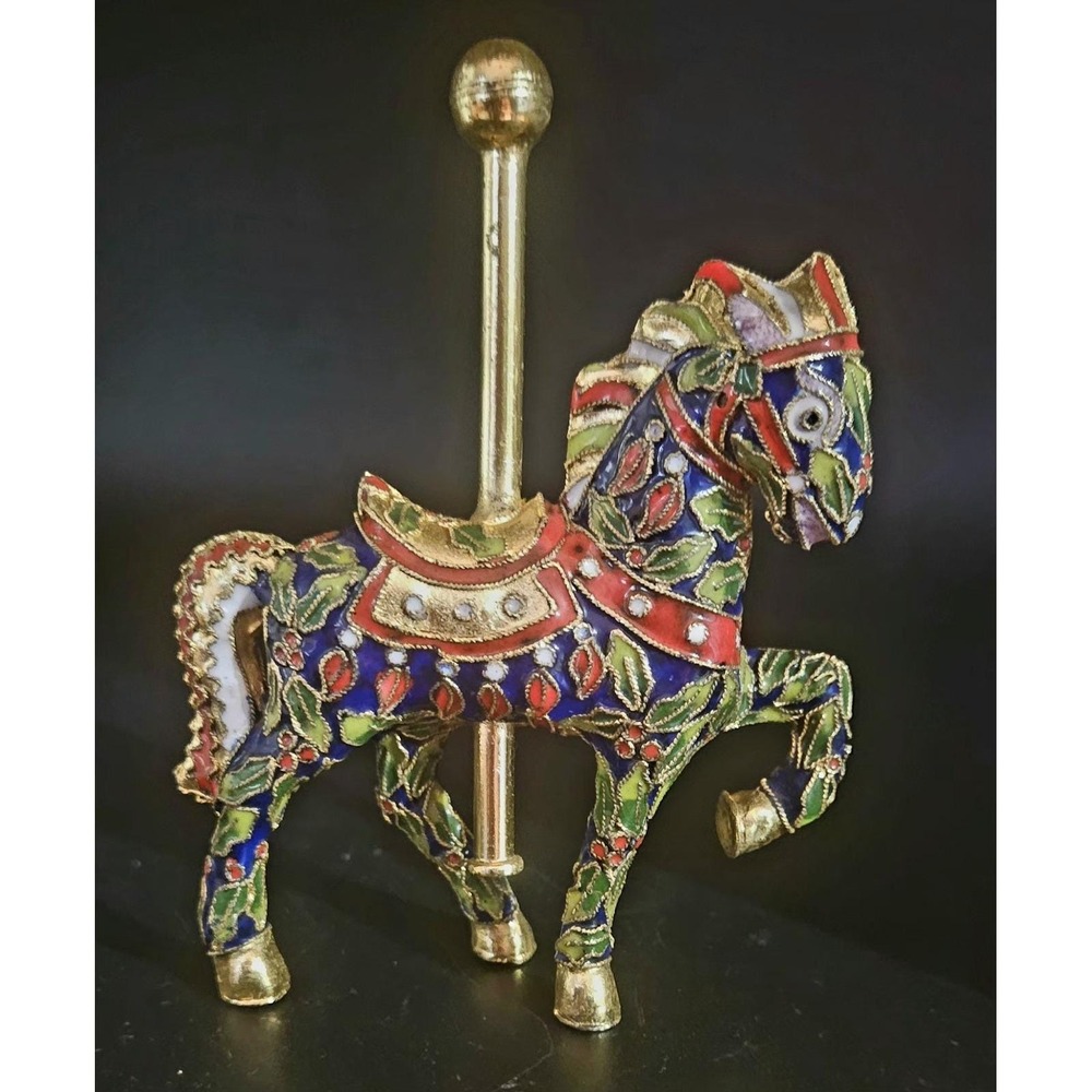 VTG Enamel Cloisonne Carousel Horse Figurine Ornament